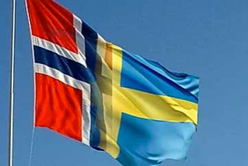 Kombination av den svenska och norska flaggan
